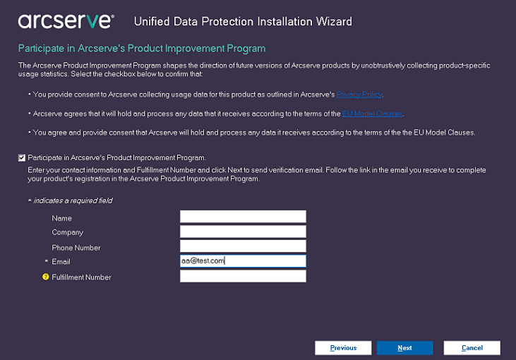 Product improvement program dialog